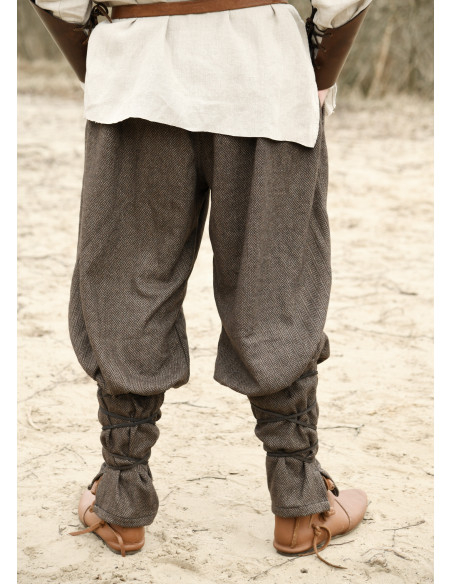 Calças vikings padrão de espinha,...