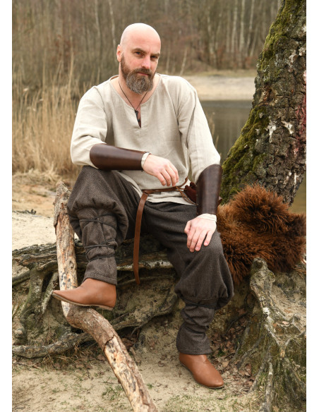 Calças vikings padrão de espinha,...