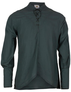 Camisa medieval de algodão modelo Arantir, cor verde escuro