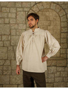 Camisa medieval de algodão modelo Ansgar, branco natural