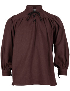 Camisa medieval de algodão modelo Ansgar, cor marrom