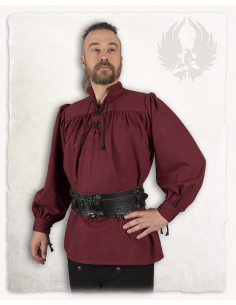 Camisa medieval de algodão modelo Ansgar, cor bordô