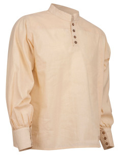 Camisa medieval de algodão modelo Bartold, cor branco... 2