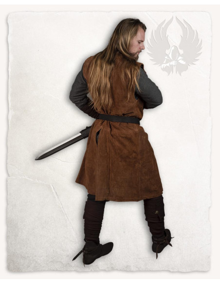 Tabardo medieval em pele de camurça...