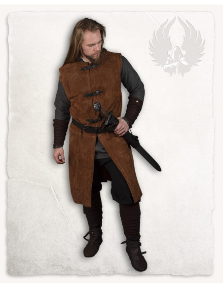 Tabardo medieval em pele de camurça...