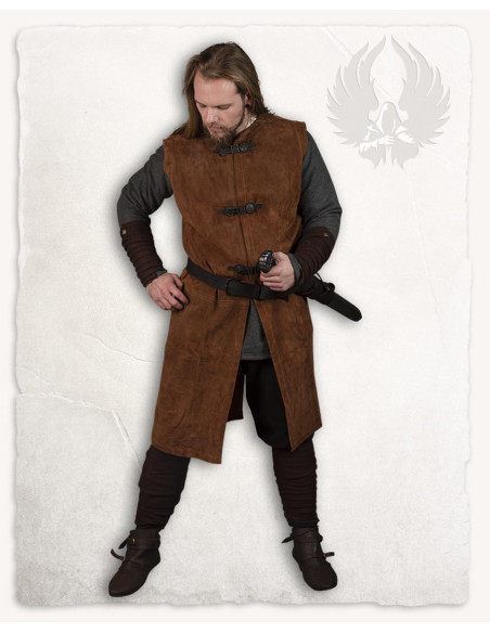 Tabardo medieval em pele de camurça...