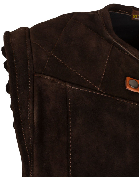 Colete medieval longo em camurça...