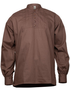 Camisa medieval algodão modelo Lucious, cor marrom