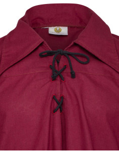 Camisa medieval algodão modelo Sawyer, cor bordô 2