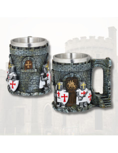 Caneca medieval em resina cavaleiros templários