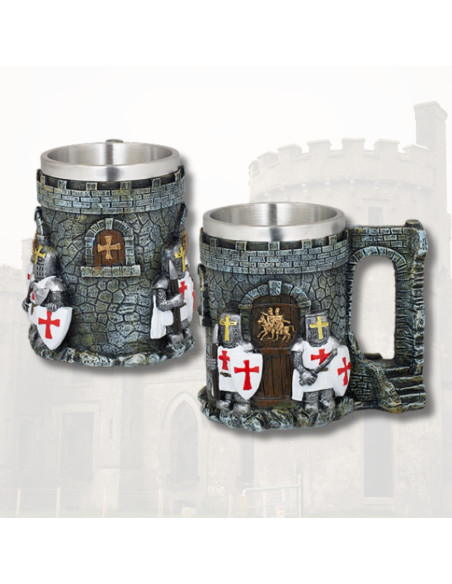 Caneca medieval em resina cavaleiros...