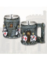 Caneca medieval em resina cavaleiros templários