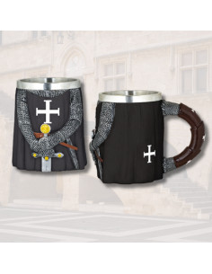 Caneca medieval em resina design Cavaleiro Templário