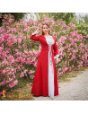Vestido Princesa Medieval Algodão - Vermelho e Branco