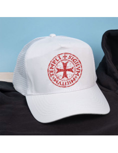 Boné branco trucker Cavaleiros Templários