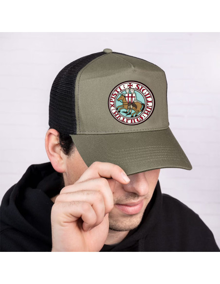 Boné verde trucker Cavaleiros Templários