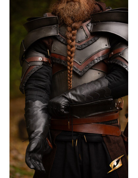 Luvas medievais de escamas pretas