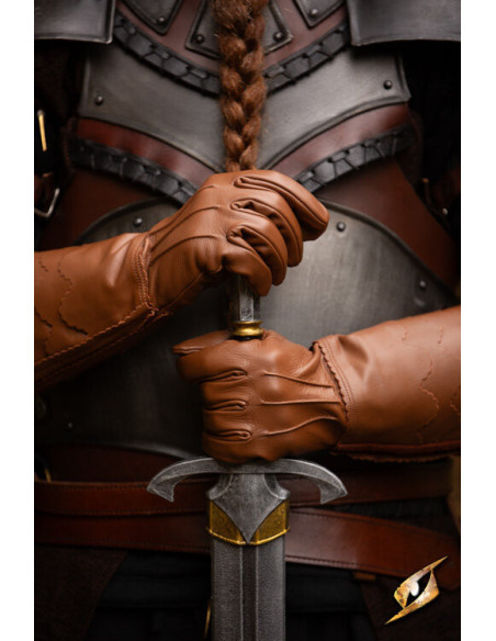 Luvas medievais de escamas marrons