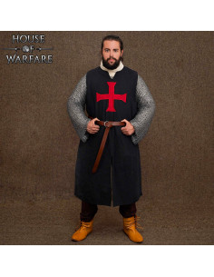 Tabardo medieval de cruzado, cor preta 2