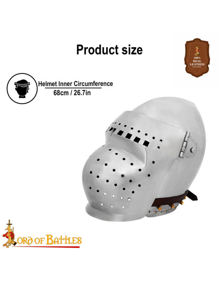 Bacinete medieval com viseira...