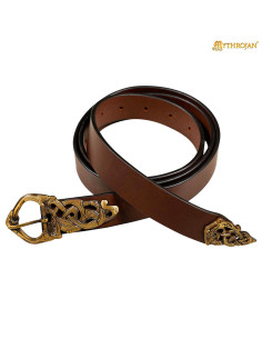Cinto vikingue em couro Midgard Serpente, cor marrom