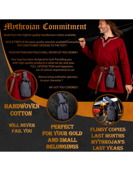 Bolsa de mendigo medieval com cordão,...