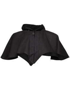 Capuz medieval com ombreiras, preto