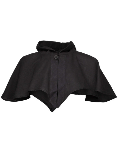 Capuz medieval com ombreiras, preto