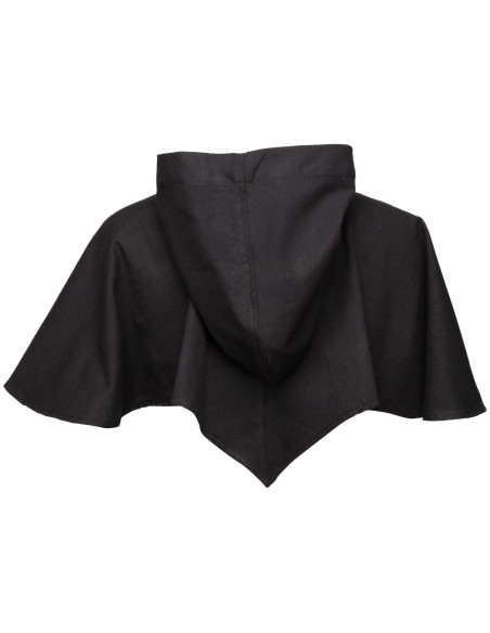 Capuz medieval com ombreiras, preto