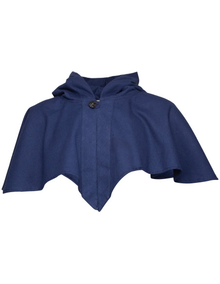 Capuz medieval com ombreiras, azul
