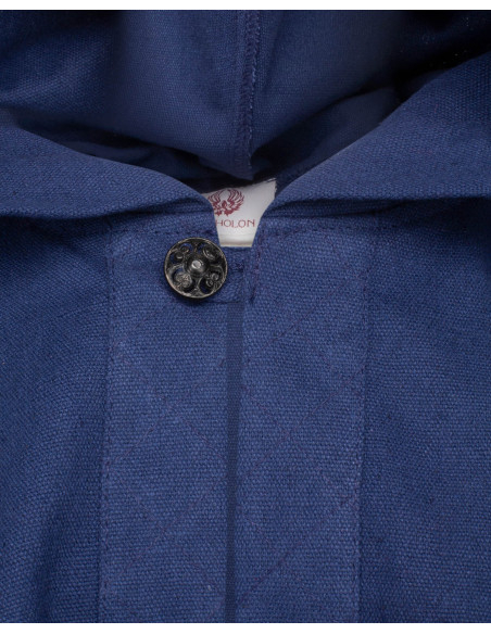Capuz medieval com ombreiras, azul