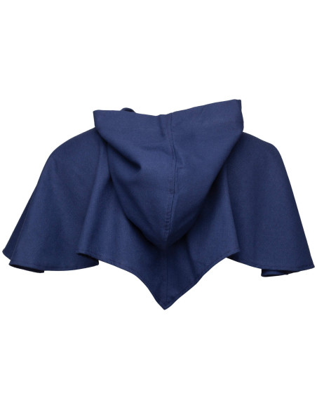 Capuz medieval com ombreiras, azul