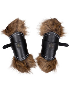 Braceletes vikings em couro modelo Jotun, cor preta