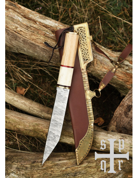 Faca Sax Vikinga em aço Damasco