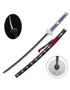 Katana Trafalgar Law One Piece bambu, Led, trançado roxo