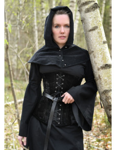 Grande espartilho medieval em veludo preto 2