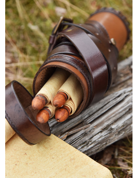 Capsa Romana porta-pergaminhos em couro