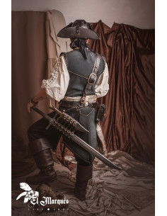 Couro preto para piratas, homens 2