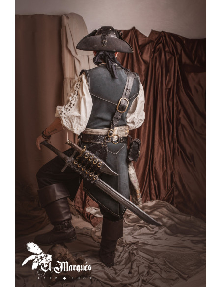 Couro preto para piratas, homens