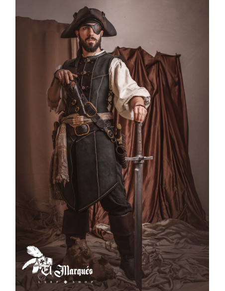 Couro preto para piratas, homens
