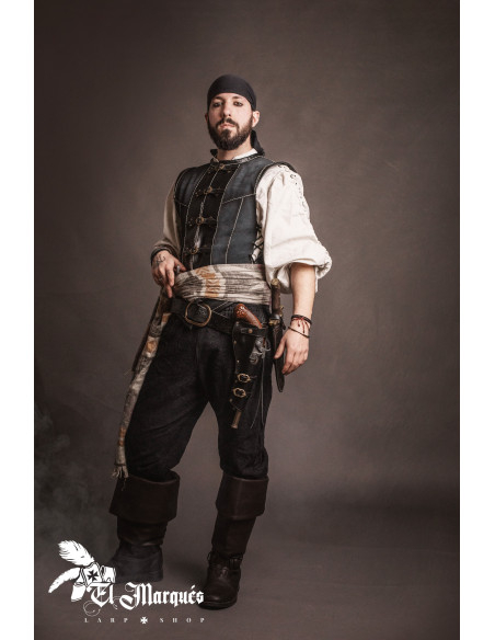 Couro preto para piratas, homens