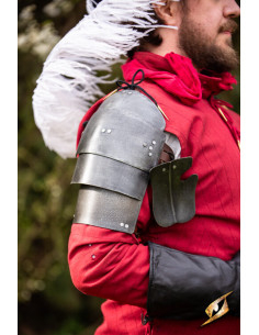 Ombreiras medievais em aço modelo Landsknecht, acabamento...