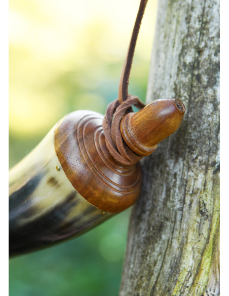 Pólvora de chifre com tampa de latão...