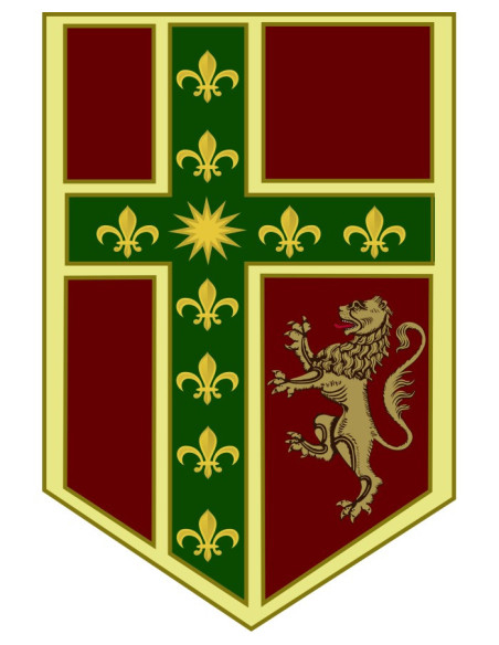 Estandarte medieval cruz, leão com...