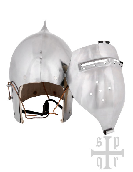 Bacinete Medieval com viseira e tampa...