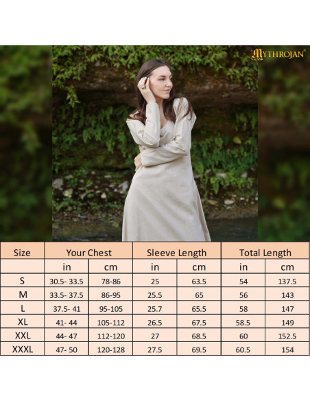 Vestido medieval de gola redonda...