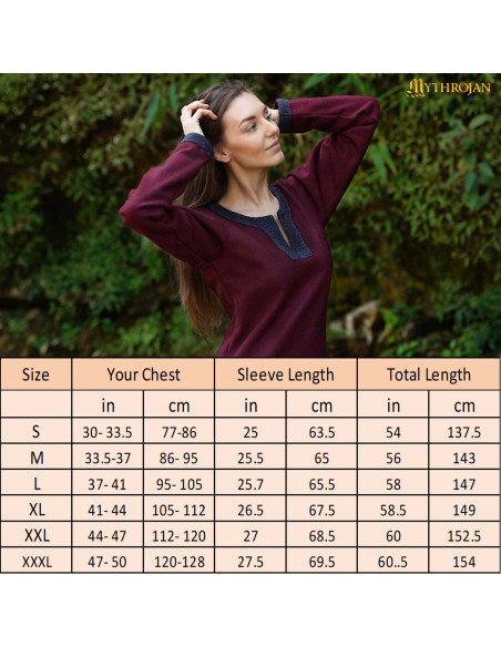 Vestido viking com bordas decorativas...