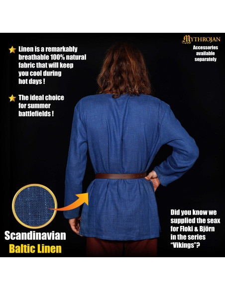 Túnica vikinga de linho azul