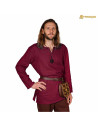 Túnica vikinga de linho, cor vermelho vinho