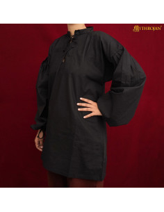 Camisa vikinga de algodão modelo Aventureiro, cor preta 2